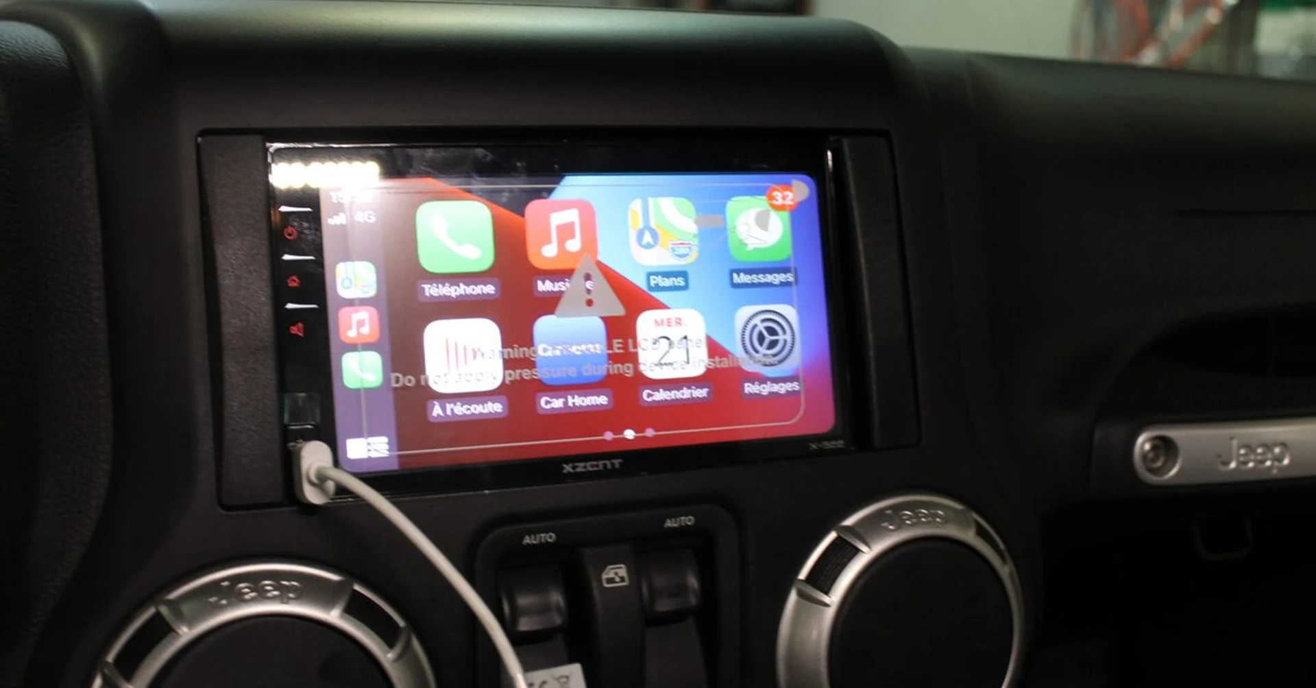 Autoradio CarPlay et Android Auto sur Jeep Wrangler